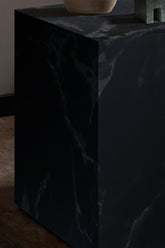 TPFLiving Beistelltisch Cubeor quadratisch, in Marmoroptik schwarz